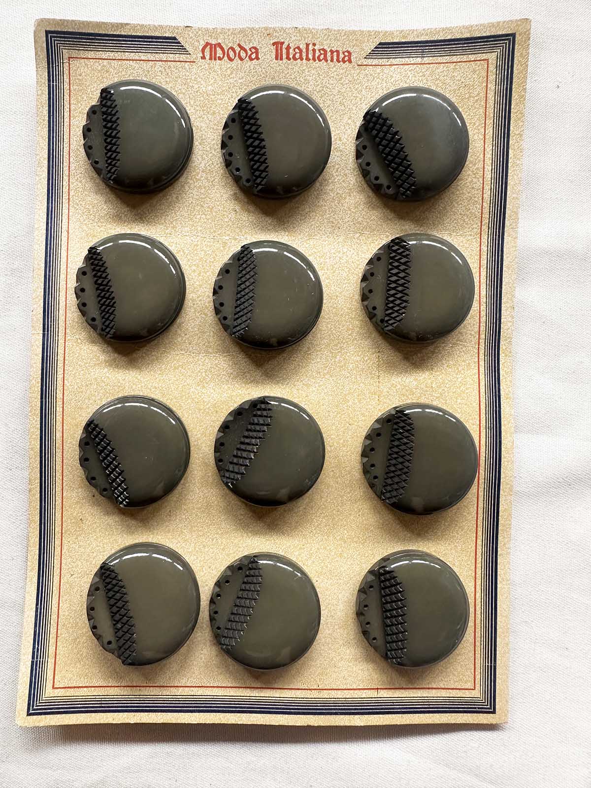 Italian Vintage Buttons Carved Shiny Avant Garde - L'Etoffe Fabrics LLC