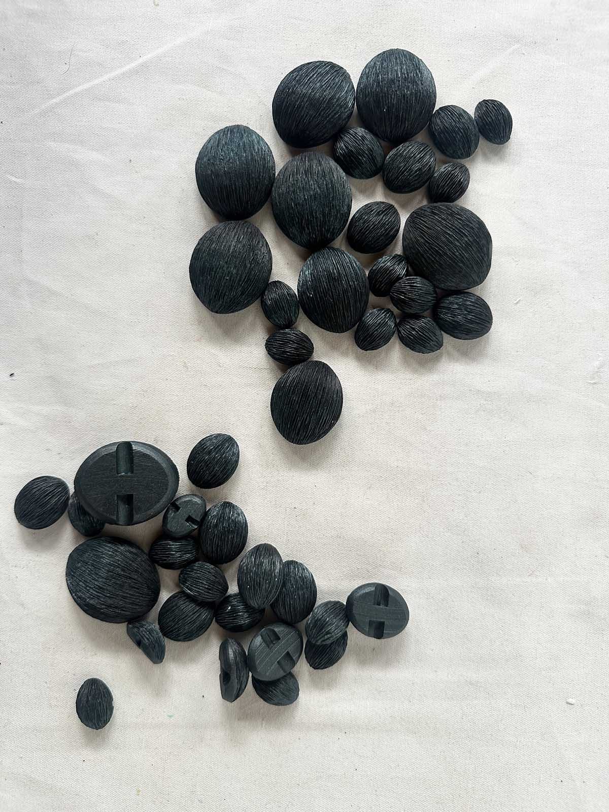 Italian Vintage Dark Teal Carved Organic Buttons - L'Etoffe Fabrics LLC