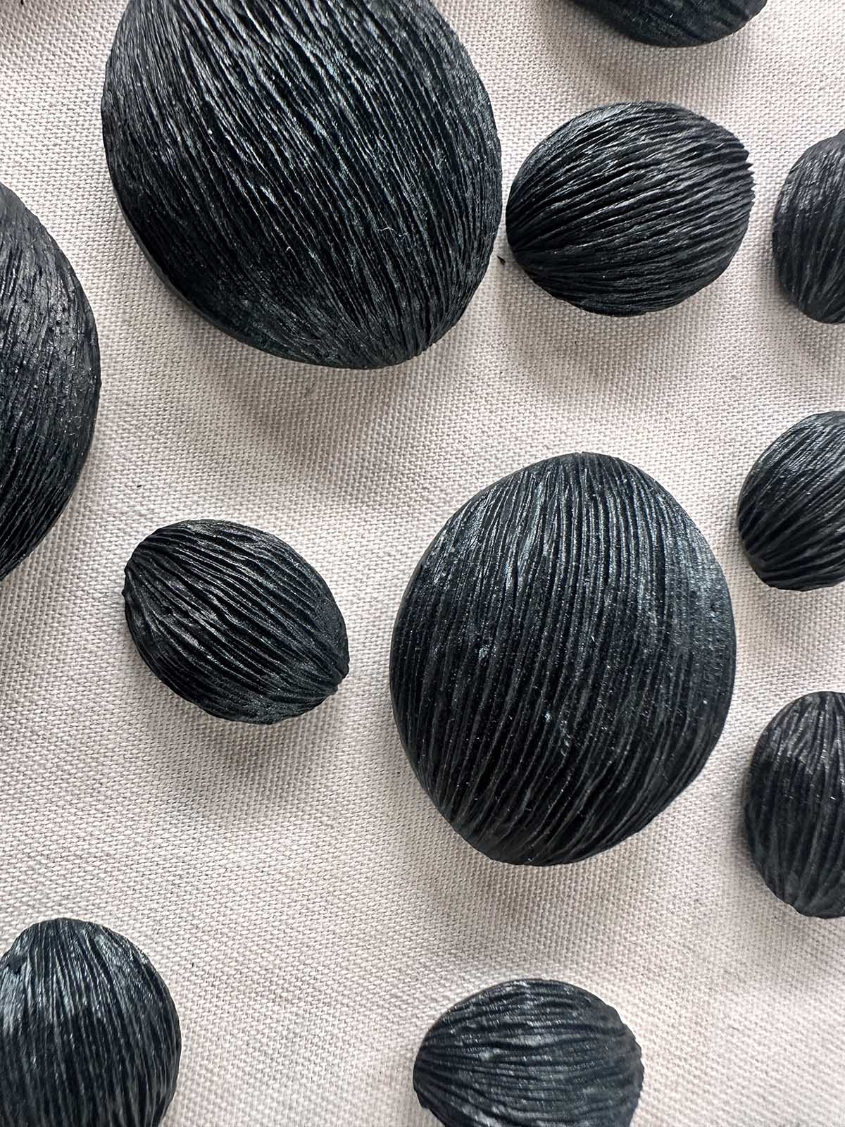 Italian Vintage Dark Teal Carved Organic Buttons - L'Etoffe Fabrics LLC