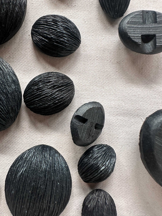 Italian Vintage Dark Teal Carved Organic Buttons - L'Etoffe Fabrics LLC