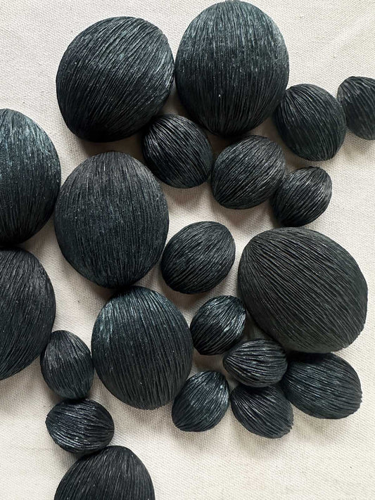 Italian Vintage Dark Teal Carved Organic Buttons - L'Etoffe Fabrics LLC