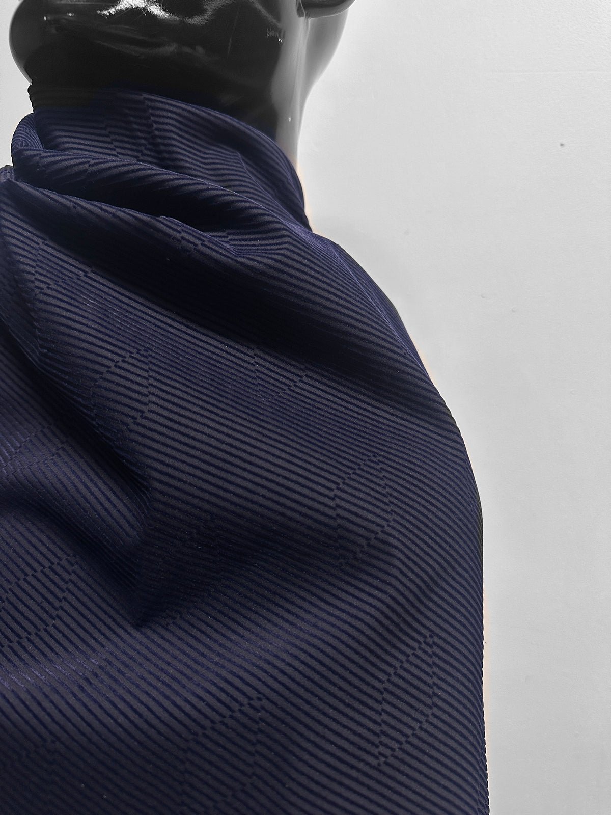 Italian Vintage Designer Velveteen Diamond Pinstriped Navy Cotton - L'Etoffe Fabrics LLC