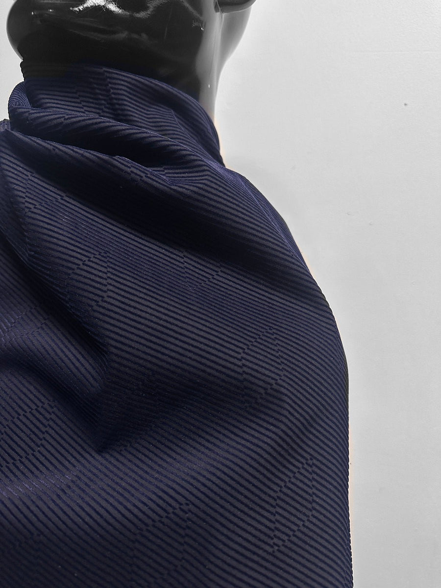 Italian Vintage Designer Velveteen Diamond Pinstriped Navy Cotton - L'Etoffe Fabrics LLC