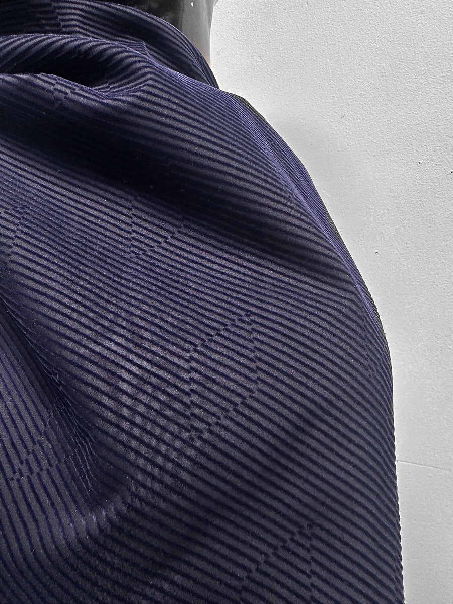 Italian Vintage Designer Velveteen Diamond Pinstriped Navy Cotton - L'Etoffe Fabrics LLC