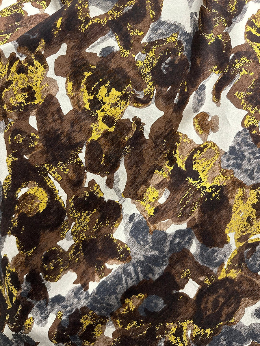 Italian VIntage Floral Muted Crisp Cotton gray - L'Etoffe Fabrics LLC
