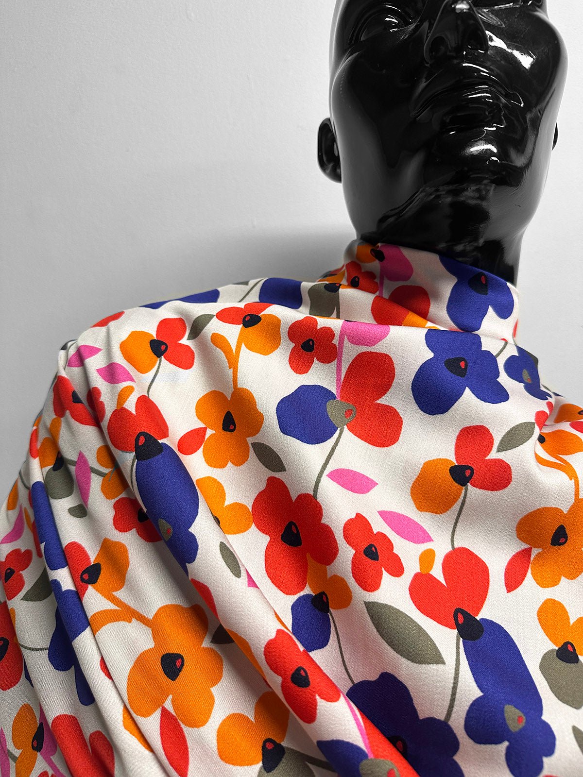 Italian Vintage Inspired Floral Sateen Challis - L'Etoffe Fabrics LLC