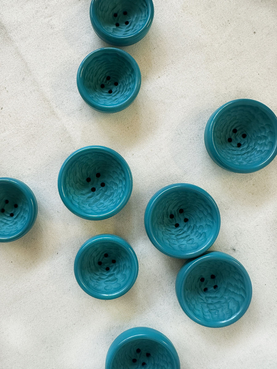 Italian Vintage Turquoise Flower Bowl Buttons - L'Etoffe Fabrics LLC