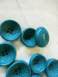 Italian Vintage Turquoise Flower Bowl Buttons - L'Etoffe Fabrics LLC
