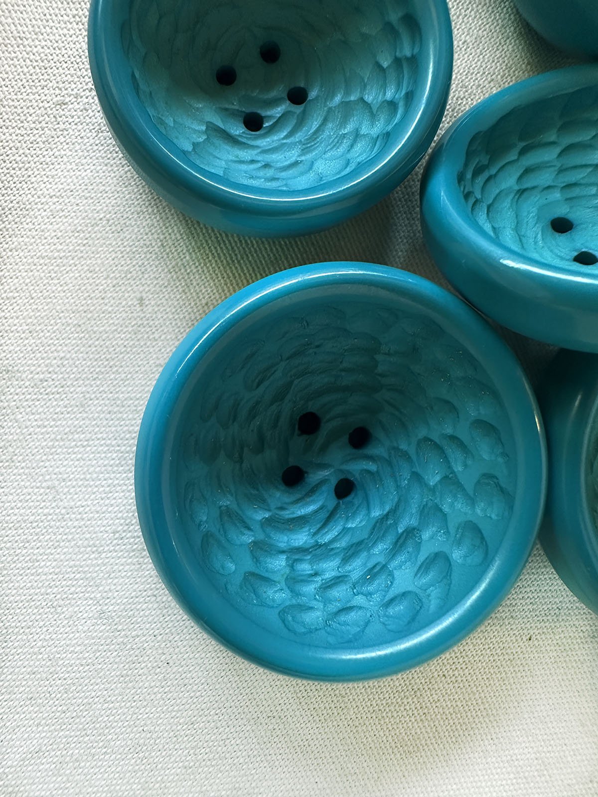 Italian Vintage Turquoise Flower Bowl Buttons - L'Etoffe Fabrics LLC