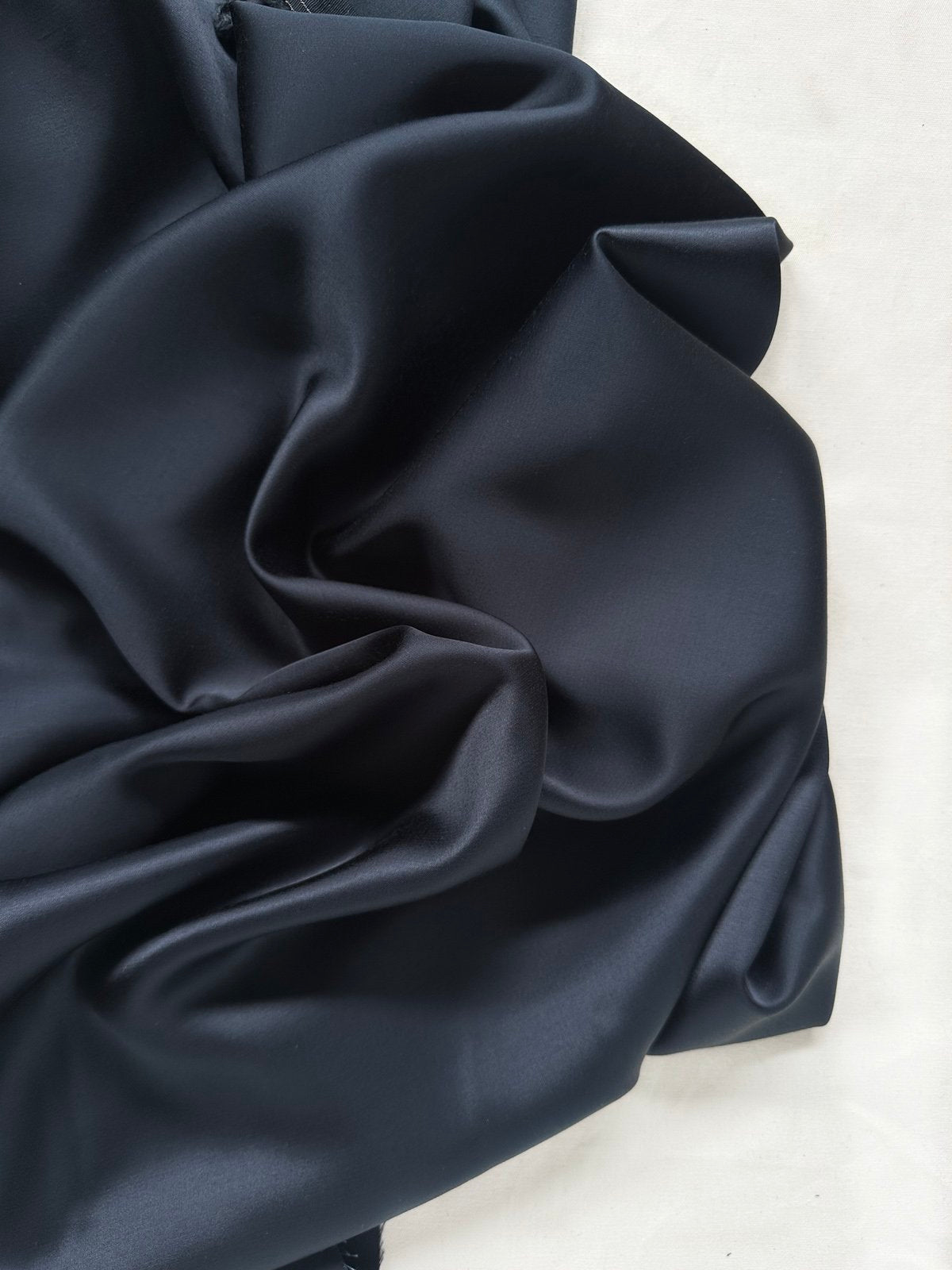 Italian Viscose Satin in Midnight Blue - L'Etoffe Fabrics LLC