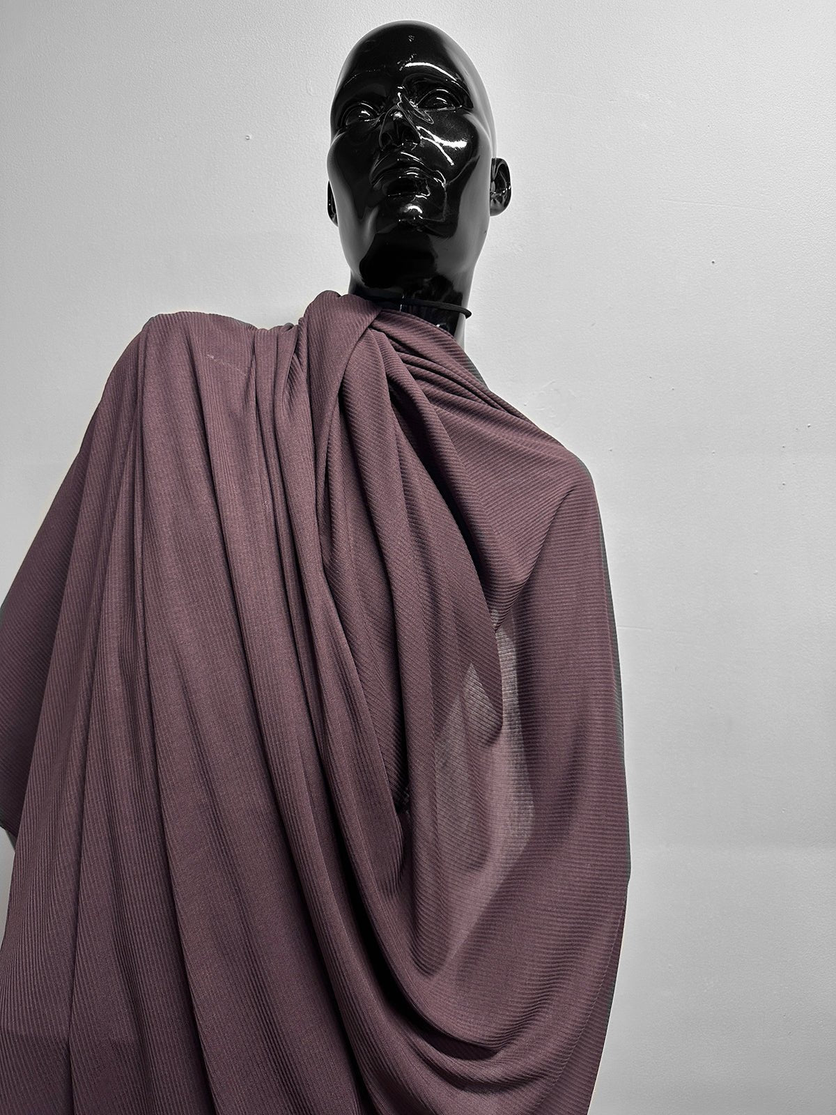 Italian Viscose Silk Light Ribbed Jersey Plum - L'Etoffe Fabrics LLC