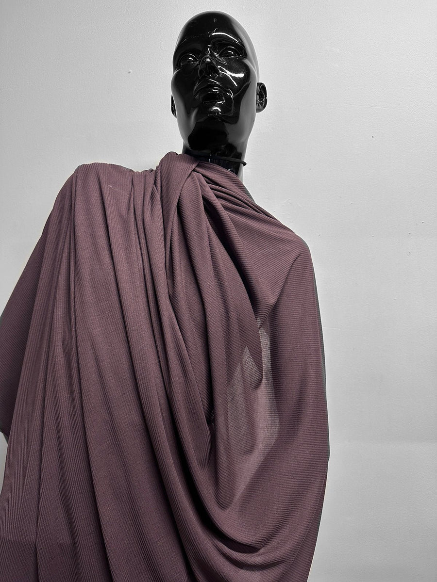 Italian Viscose Silk Light Ribbed Jersey Plum - L'Etoffe Fabrics LLC