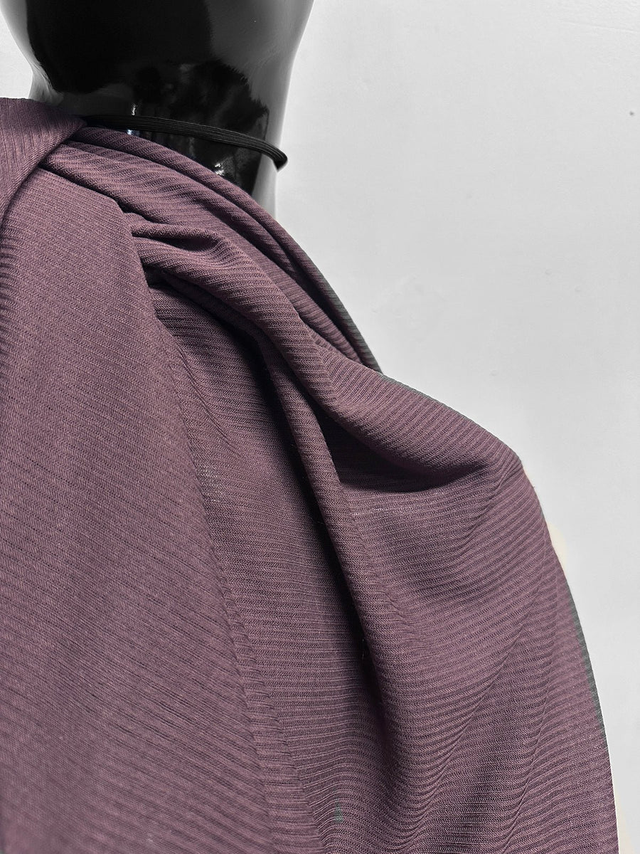 Italian Viscose Silk Light Ribbed Jersey Plum - L'Etoffe Fabrics LLC