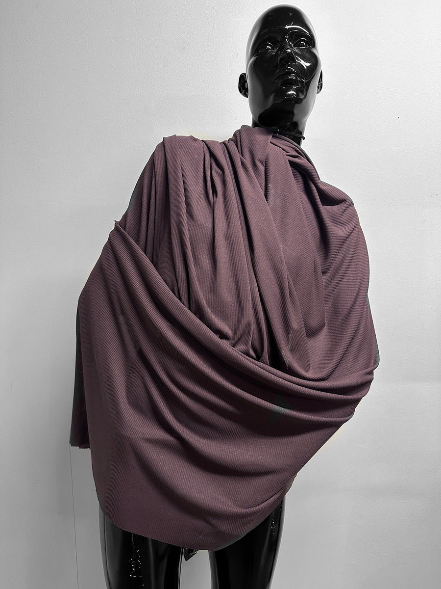 Italian Viscose Silk Light Ribbed Jersey Plum - L'Etoffe Fabrics LLC