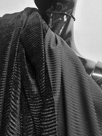 Italian Viscose Velvet Corduroy Black - L'Etoffe Fabrics LLC