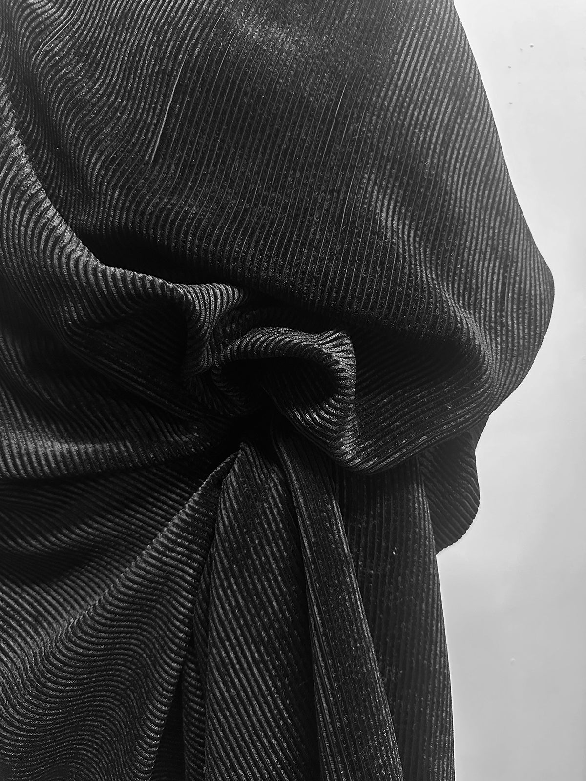 Italian Viscose Velvet Corduroy Black - L'Etoffe Fabrics LLC