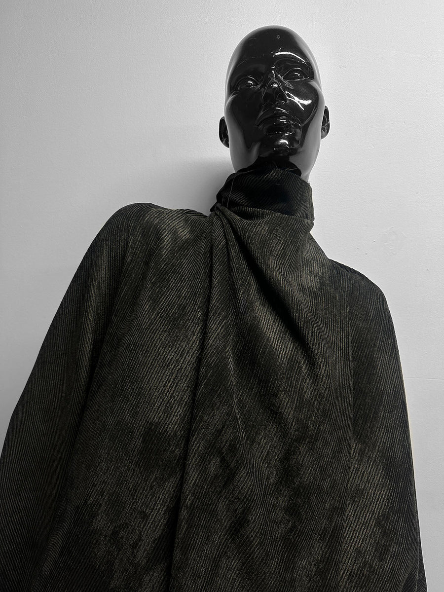 Italian Viscose Velvet Corduroy - Olive - L'Etoffe Fabrics LLC
