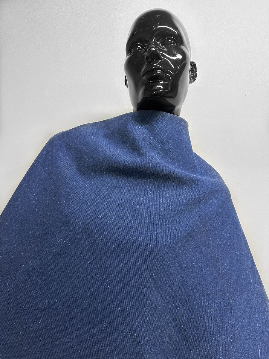 Italian Washed Soft Faded Denim Fabric - Dark - L'Etoffe Fabrics LLC