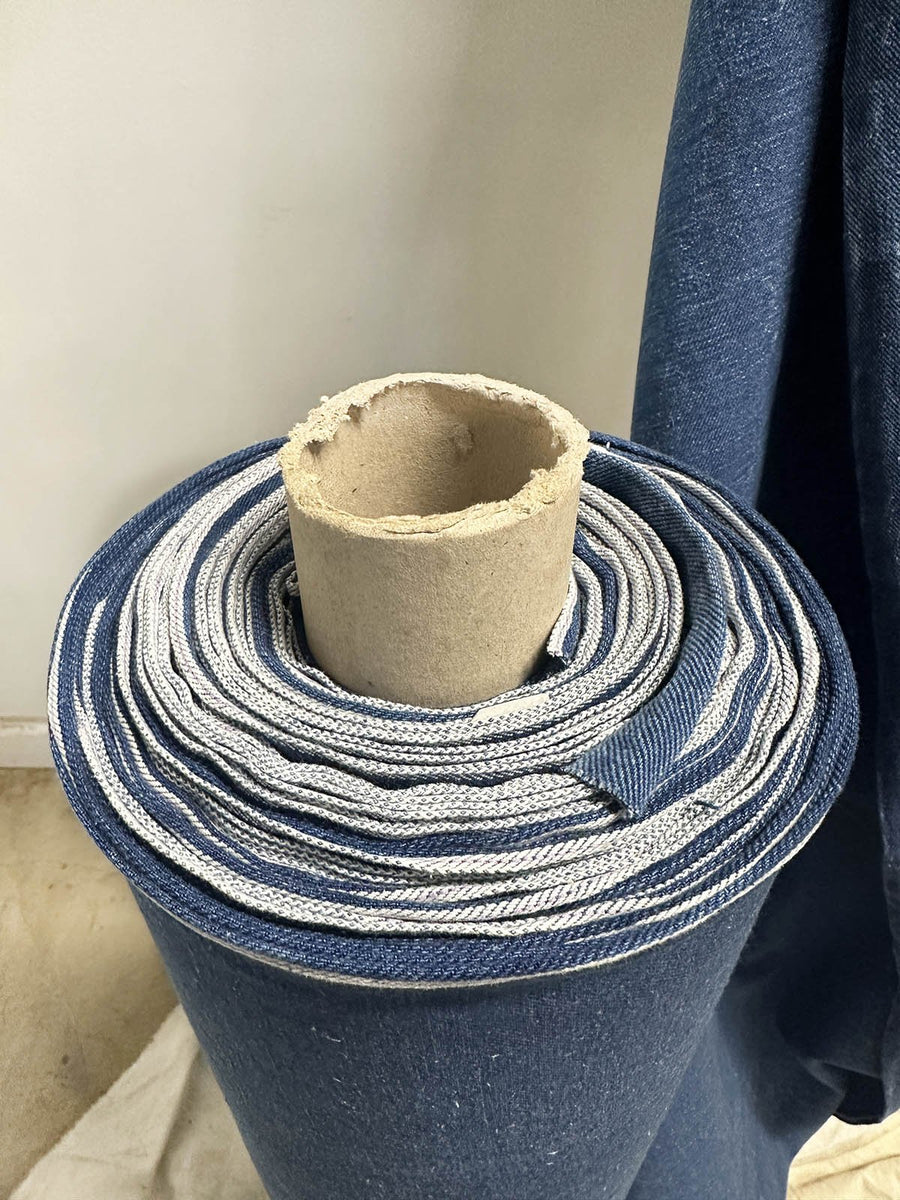 Italian Washed Soft Faded Denim Fabric - Dark - L'Etoffe Fabrics LLC