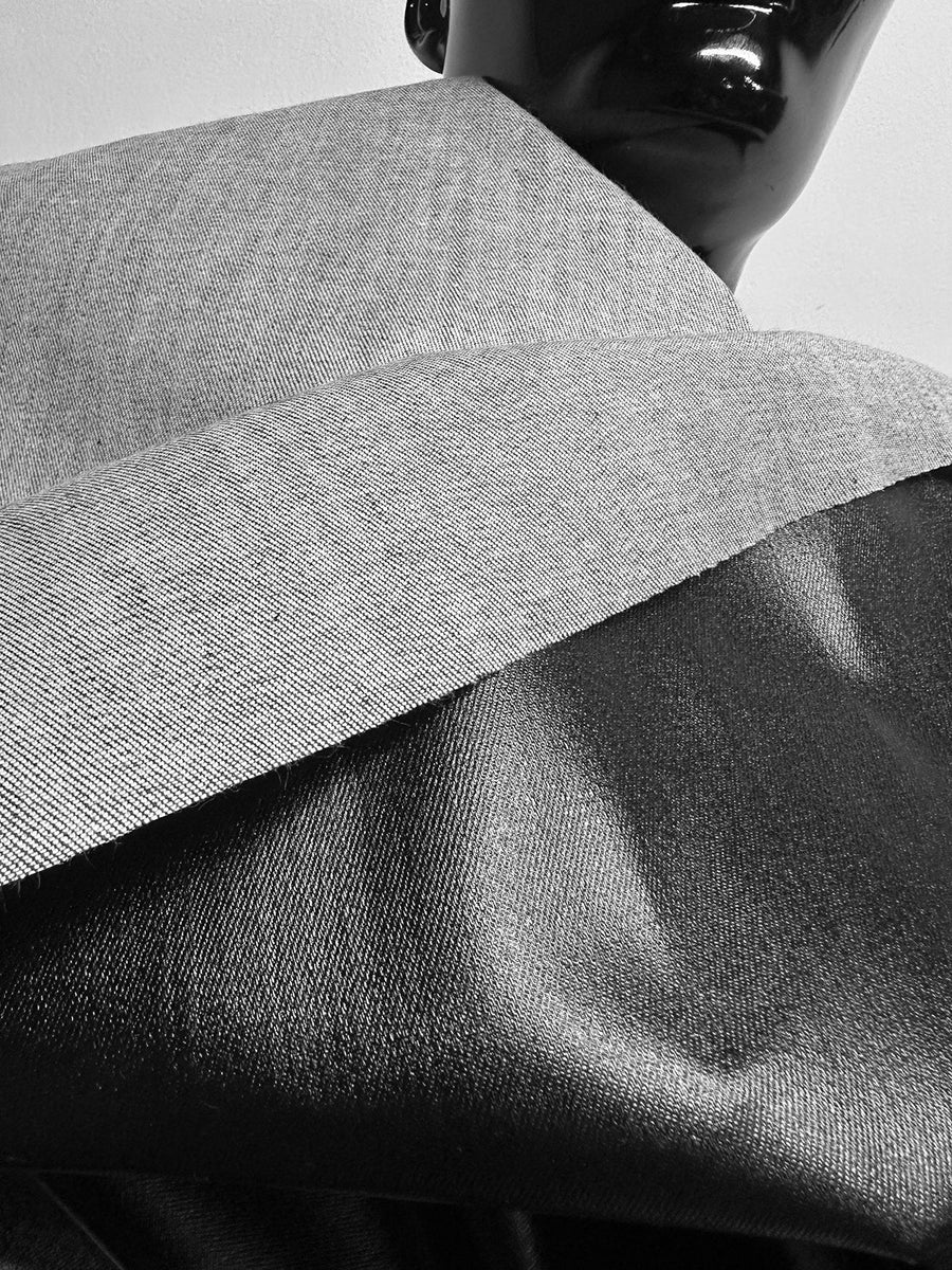 Italian Wet Cement Designer Denim - Black - L'Etoffe Fabrics LLC
