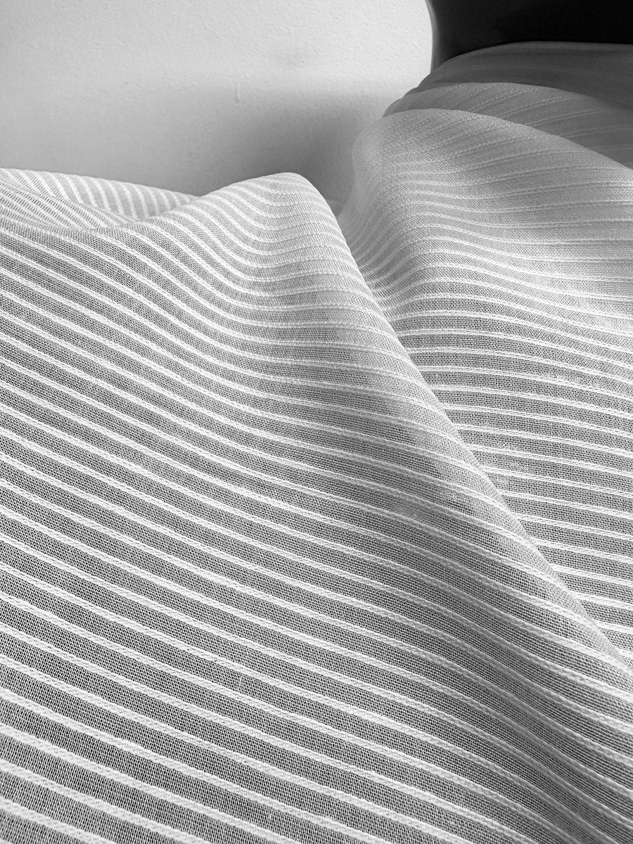 Italian White Cotton Chain Link Gauze - L'Etoffe Fabrics LLC