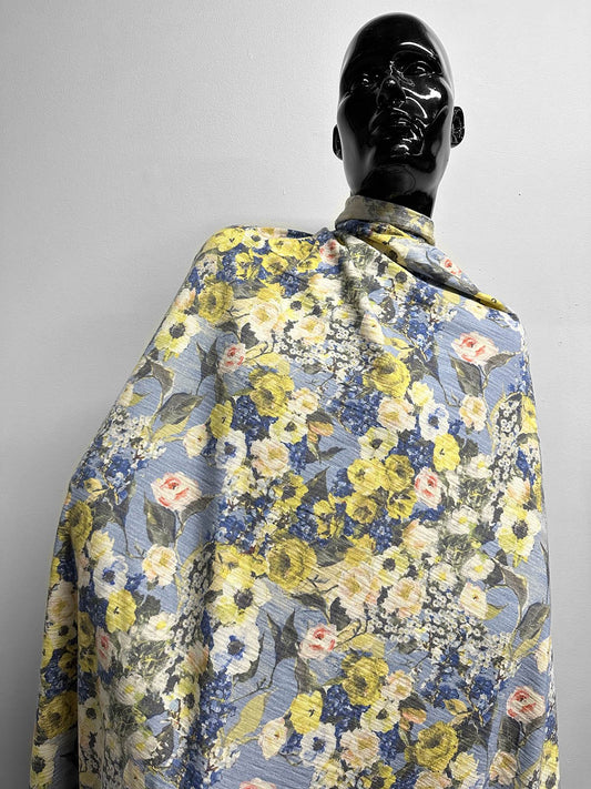 Italian Wool Jersey Floral Print Cool - L'Etoffe Fabrics LLC