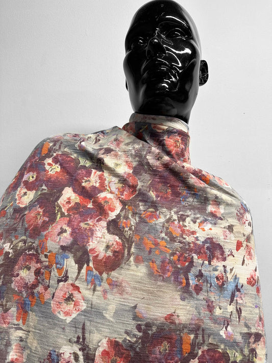 Italian Wool Jersey Floral Print Warm - L'Etoffe Fabrics LLC
