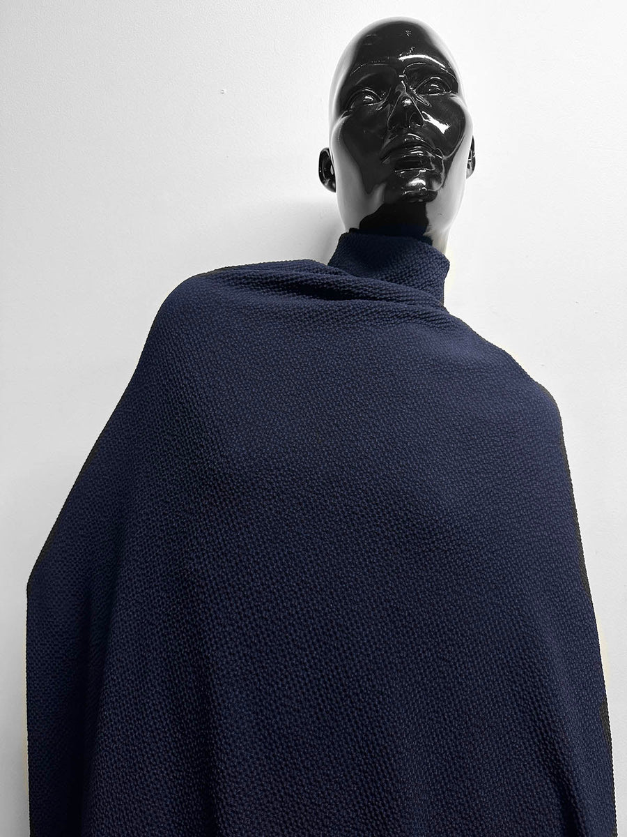 Italian Wool Seersucker Midnight Royal - L'Etoffe Fabrics LLC