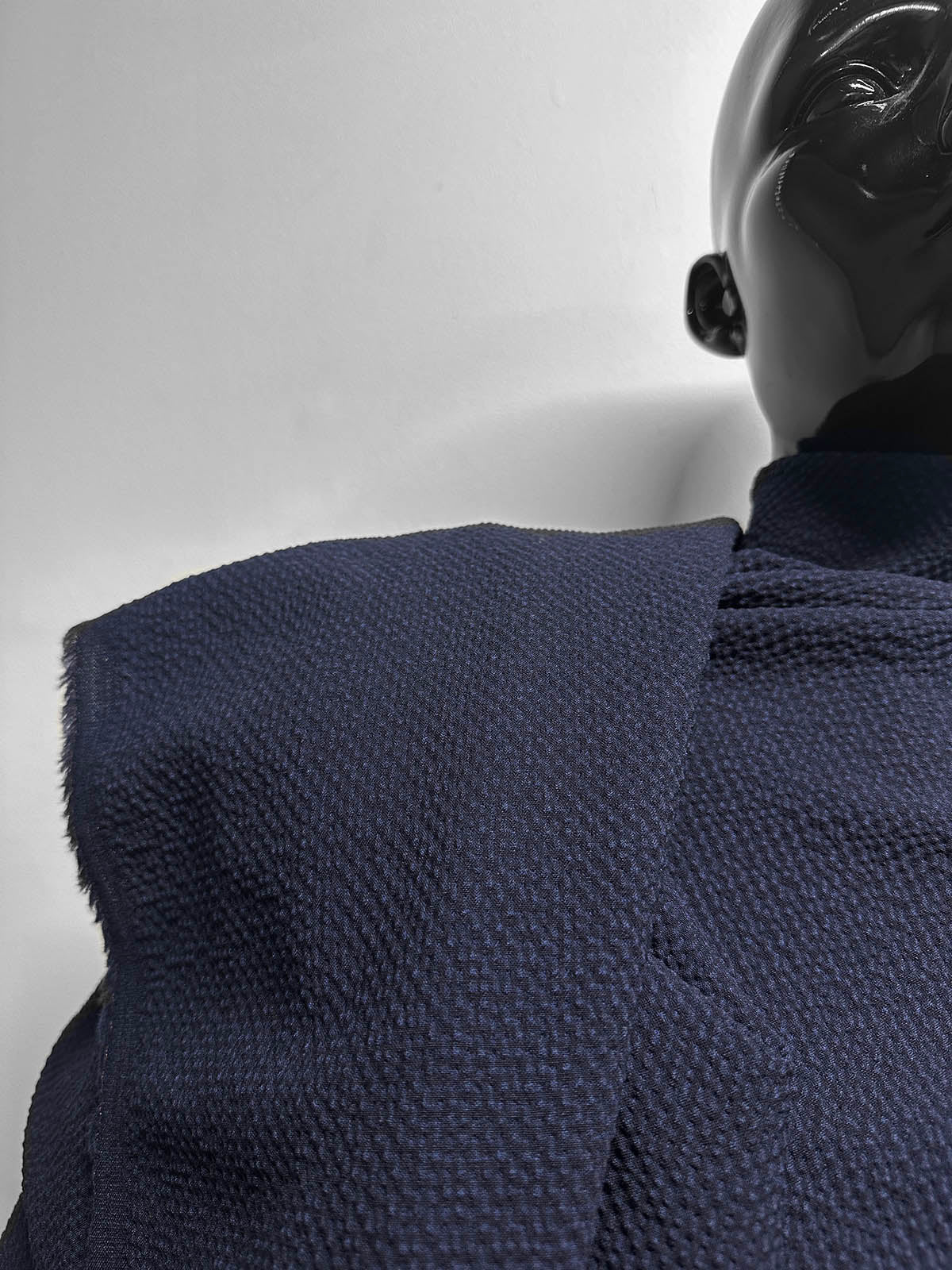 Italian Wool Seersucker Midnight Royal - L'Etoffe Fabrics LLC