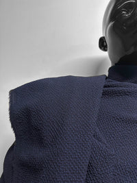 Italian Wool Seersucker Midnight Royal - L'Etoffe Fabrics LLC