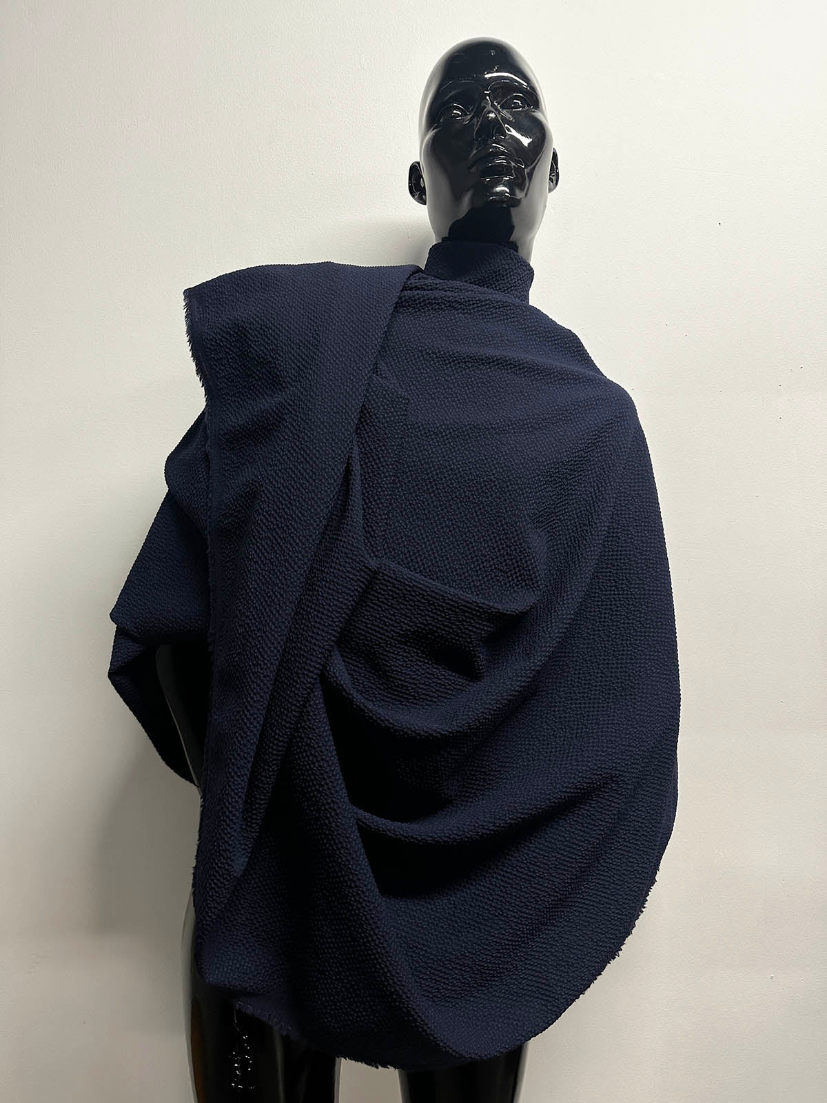 Italian Wool Seersucker Midnight Royal - L'Etoffe Fabrics LLC