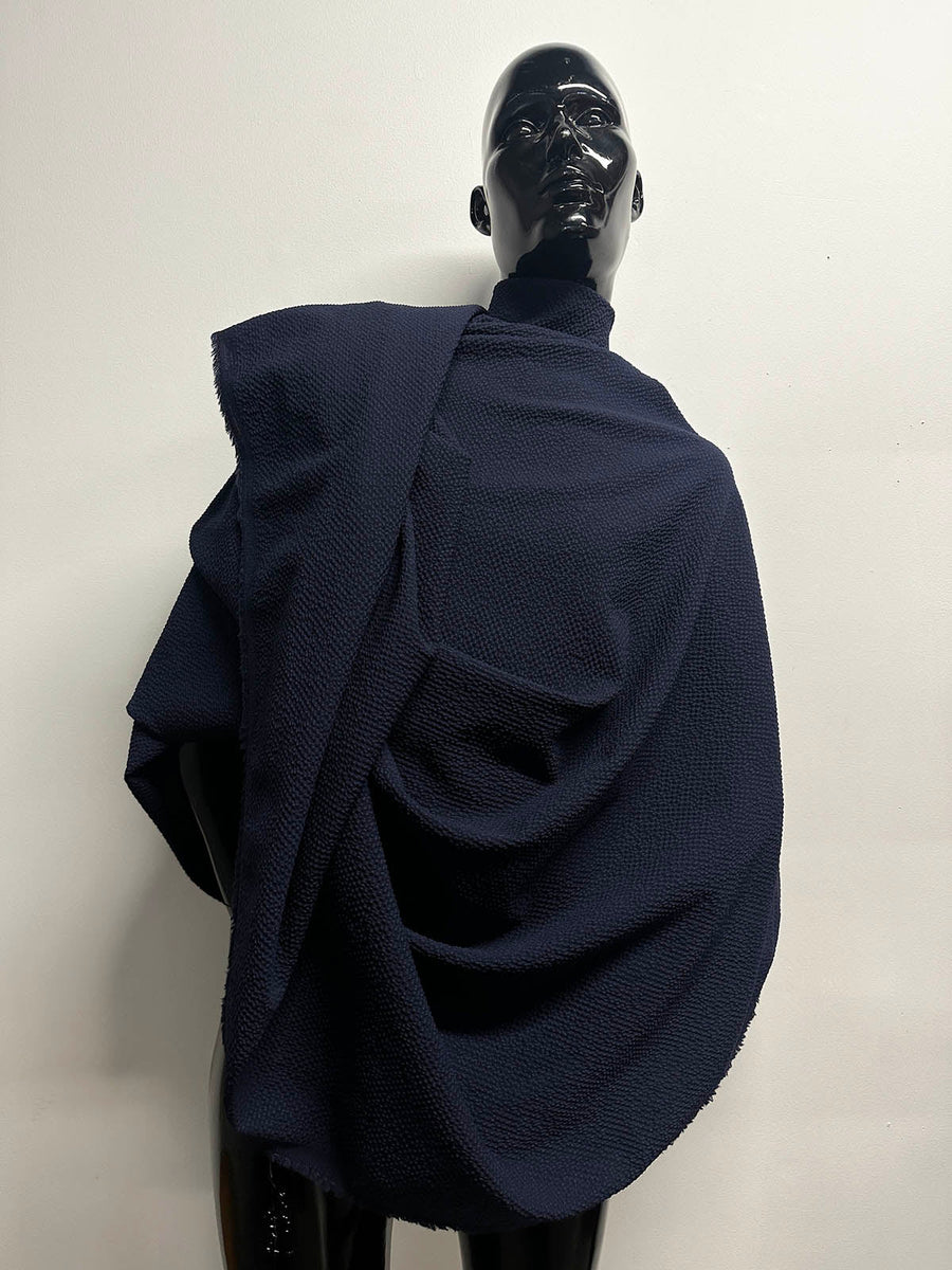 Italian Wool Seersucker Midnight Royal - L'Etoffe Fabrics LLC
