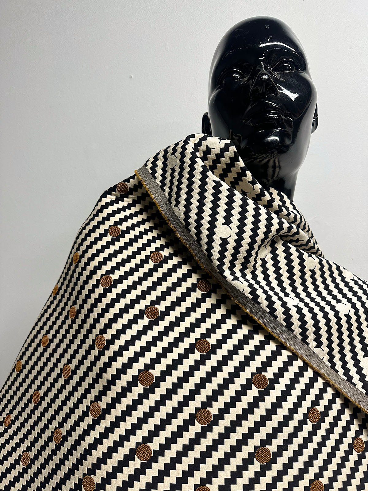 Italian Zig Zag Jacquard Polka Dot - L'Etoffe Fabrics LLC