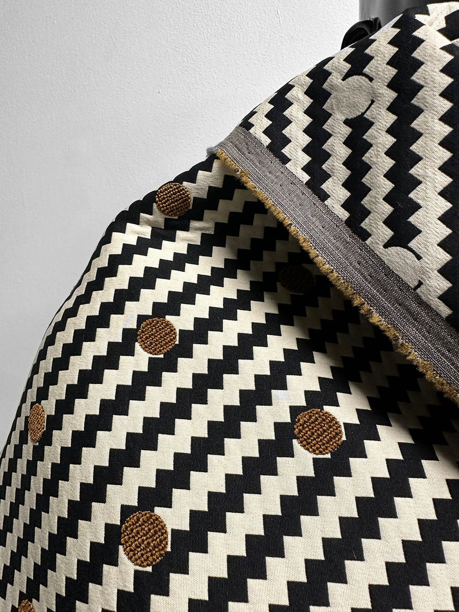 Italian Zig Zag Jacquard Polka Dot - L'Etoffe Fabrics LLC