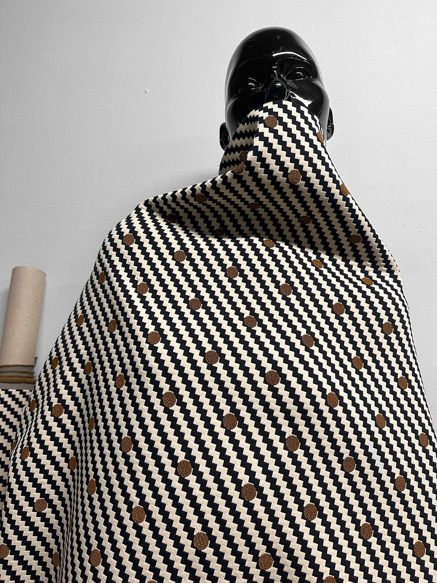 Italian Zig Zag Jacquard Polka Dot - L'Etoffe Fabrics LLC