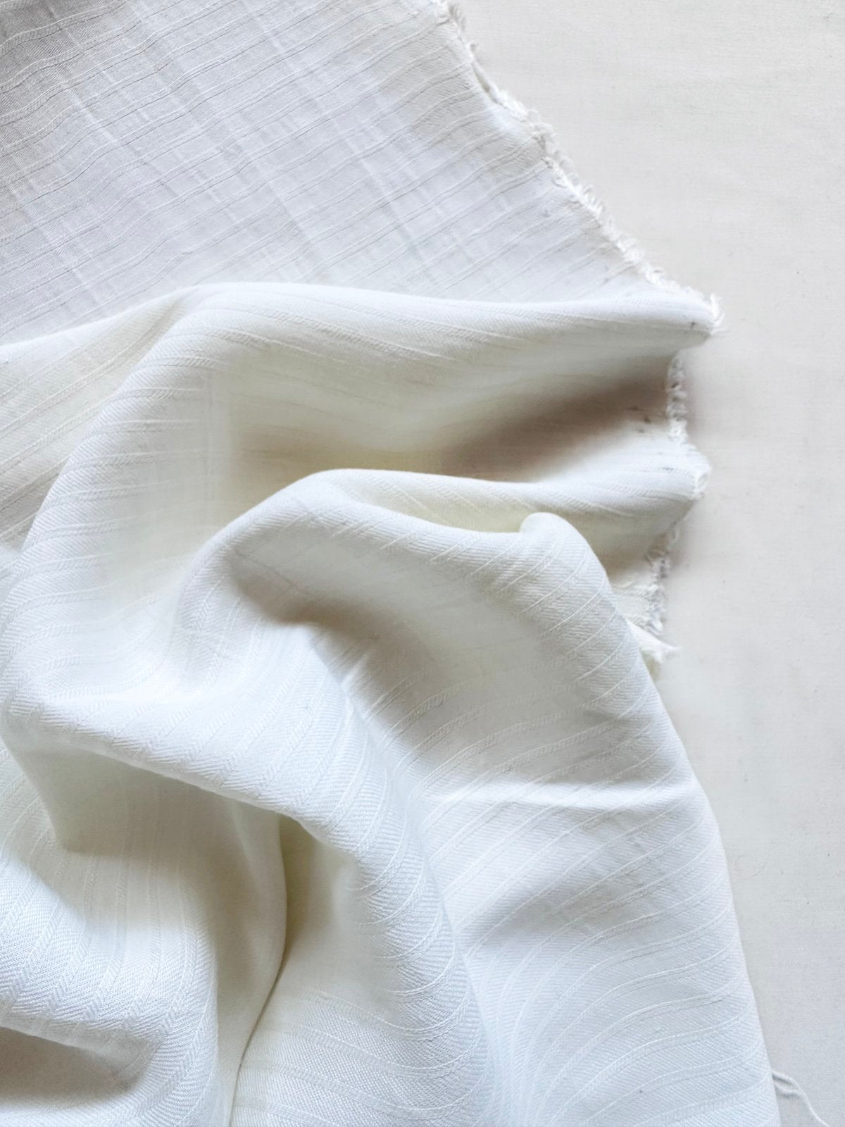 Ivory Jacquard Stripes Linen Shirting - L'Etoffe Fabrics LLC