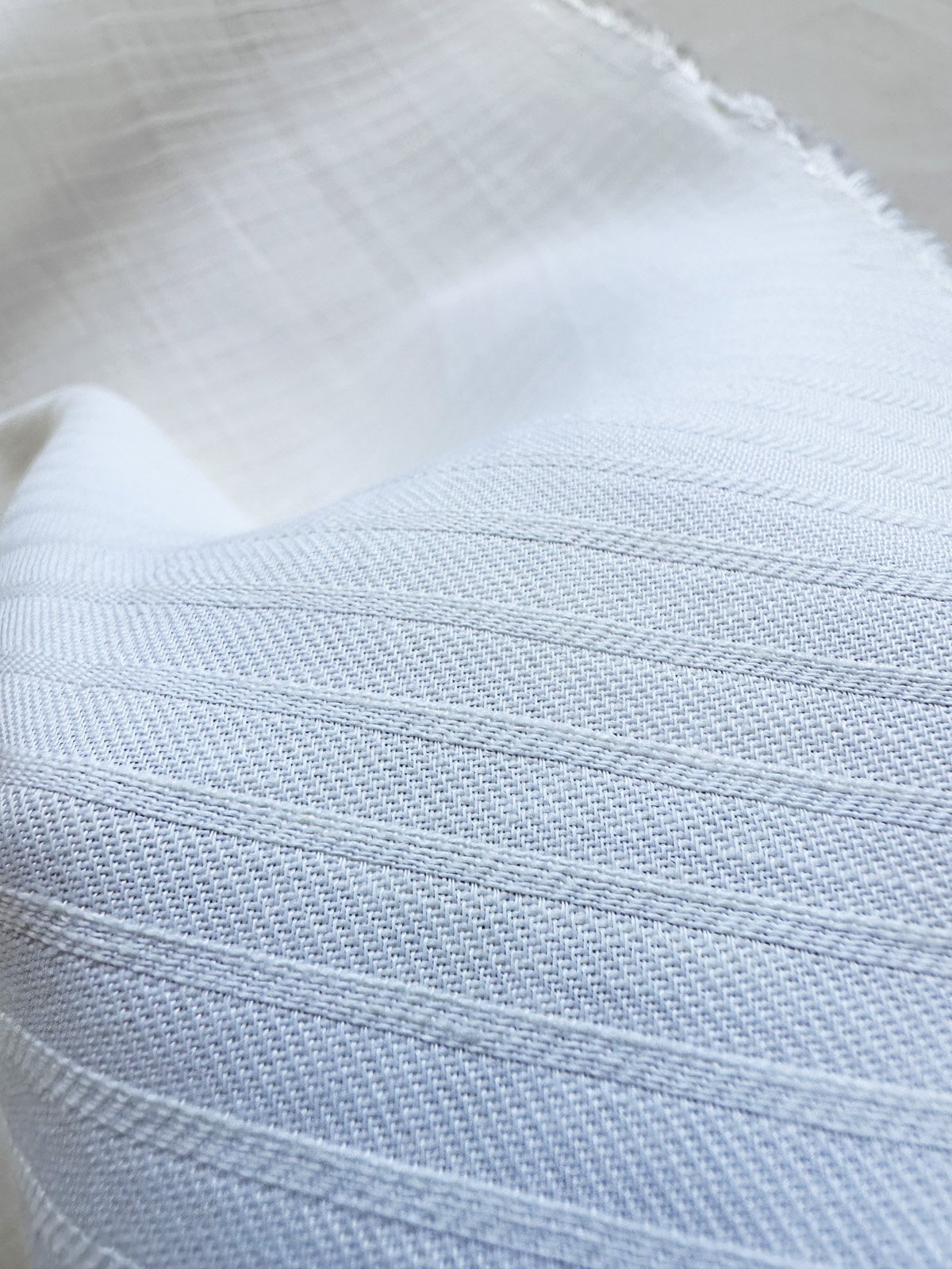 Ivory Jacquard Stripes Linen Shirting - L'Etoffe Fabrics LLC