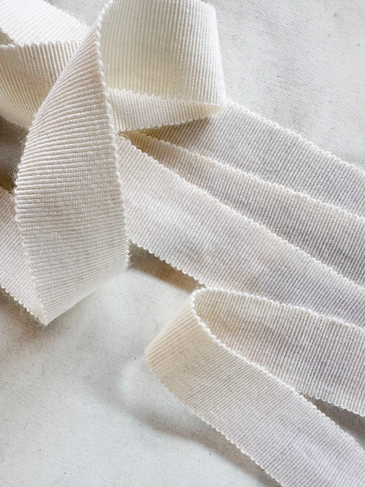 Ivory Wool Petersham Ribbon - L'Etoffe Fabrics LLC