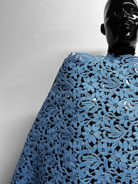 Jakob Schlaepfer Heavy Sturdy Blue Cotton Lace - L'Etoffe Fabrics LLC