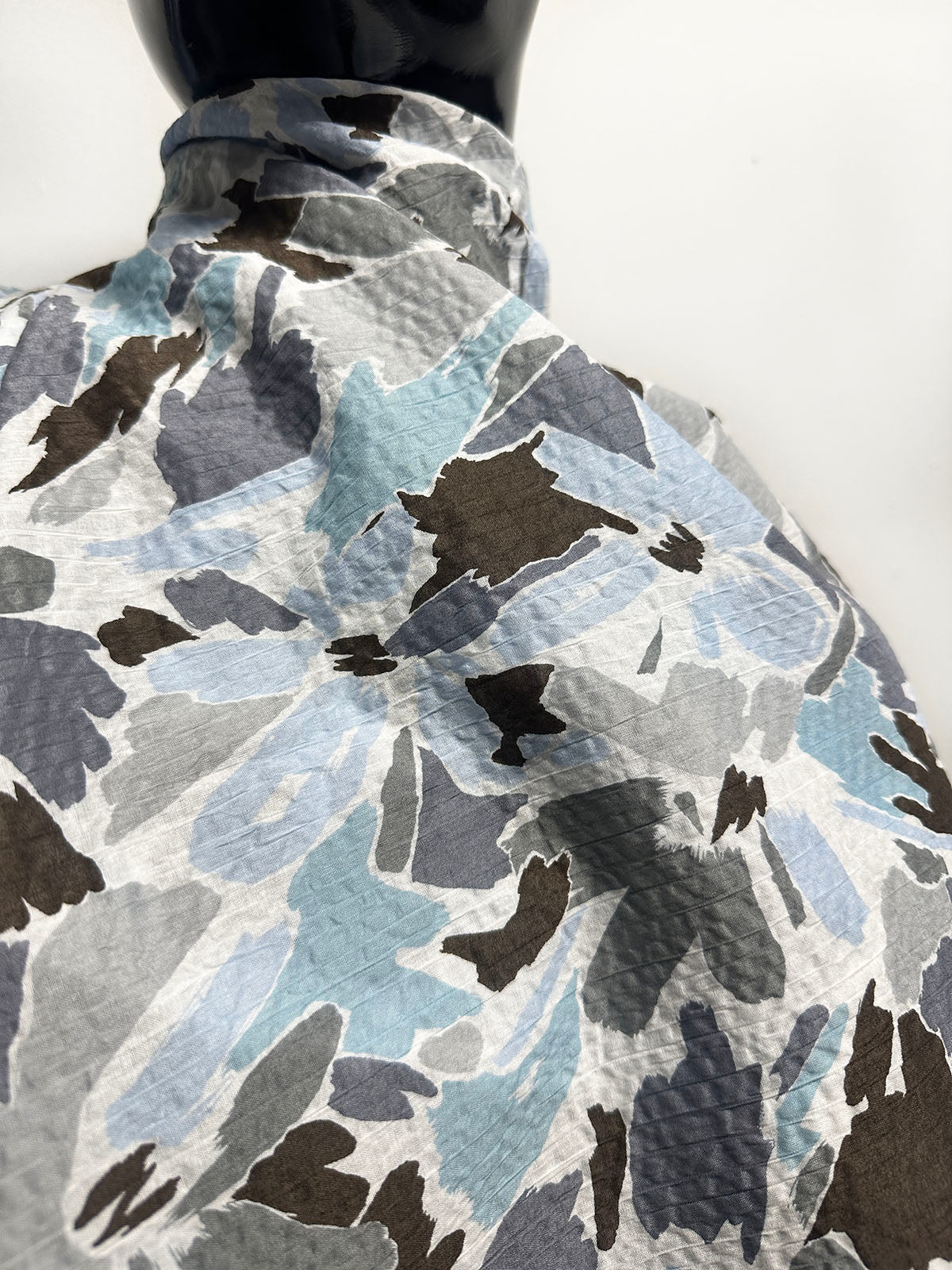 Japanese Cotton Seersucker Blue Rider Floral Cool Tones - L'Etoffe Fabrics LLC