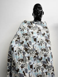 Japanese Cotton Seersucker Blue Rider Floral Cool Tones - L'Etoffe Fabrics LLC