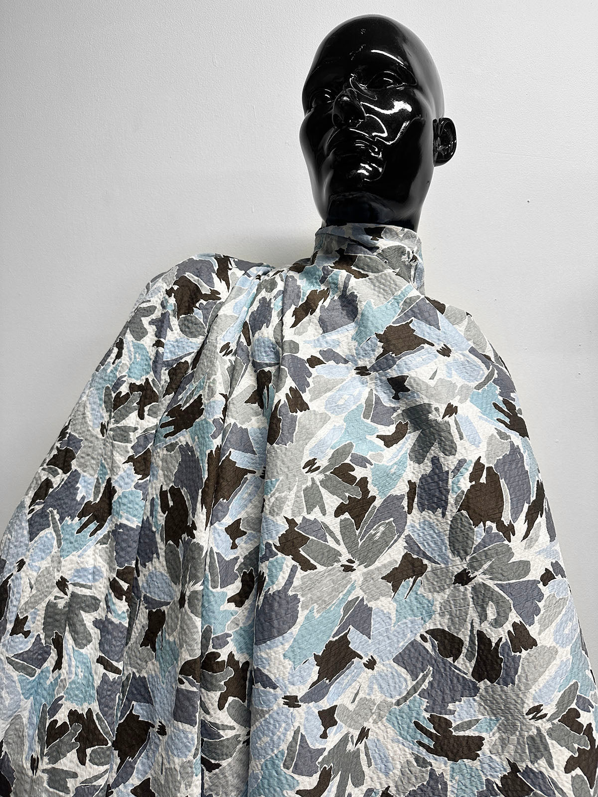 Japanese Cotton Seersucker Blue Rider Floral Cool Tones - L'Etoffe Fabrics LLC