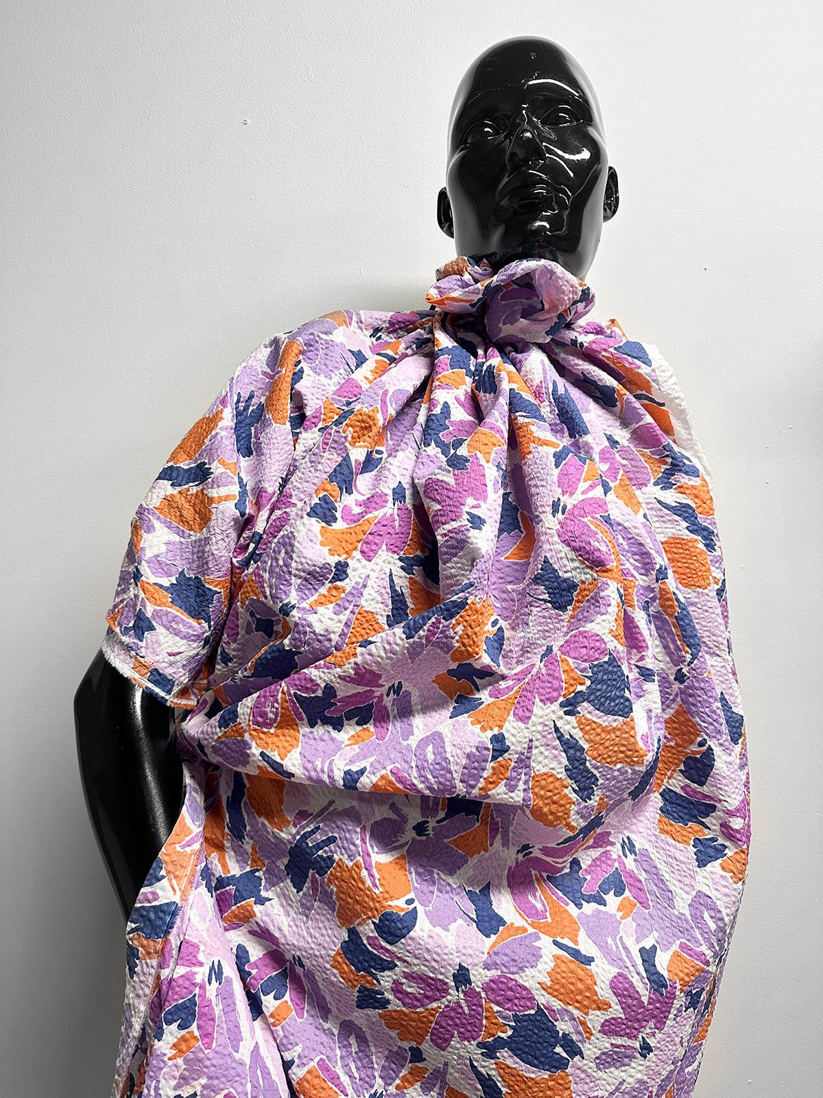 Japanese Cotton Seersucker Blue Rider Floral Lilac - L'Etoffe Fabrics LLC