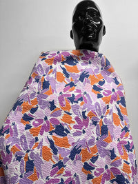 Japanese Cotton Seersucker Blue Rider Floral Lilac - L'Etoffe Fabrics LLC