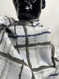 Japanese Cotton Seersucker Watercolor Window Pane Greys - L'Etoffe Fabrics LLC