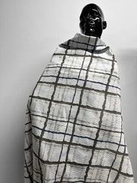 Japanese Cotton Seersucker Watercolor Window Pane Greys - L'Etoffe Fabrics LLC