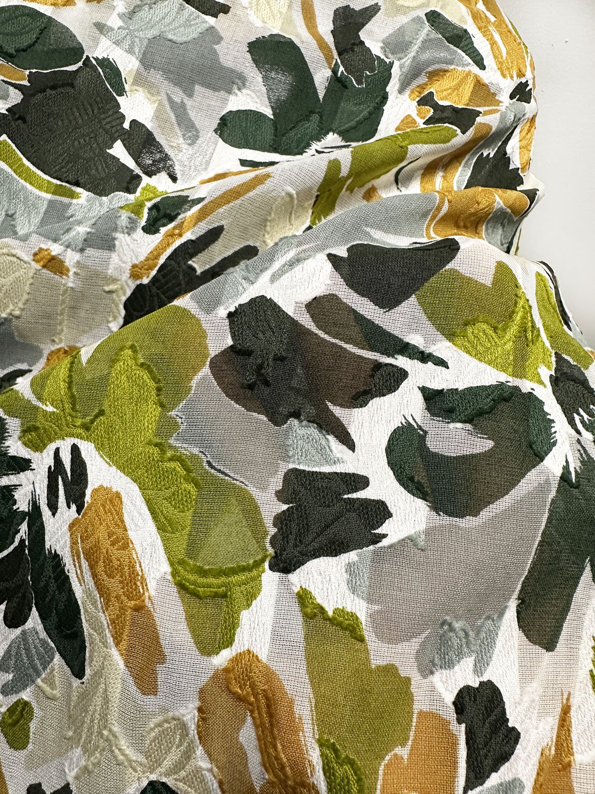 Japanese Fil a Coupé Jacquard Olive - L'Etoffe Fabrics LLC