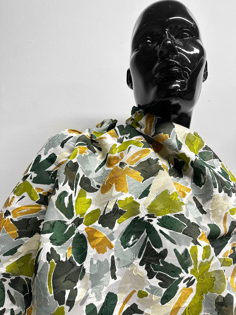 Japanese Fil a Coupé Jacquard Olive - L'Etoffe Fabrics LLC