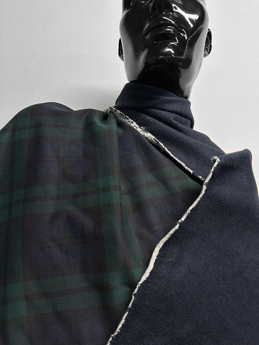 Japanese Tartan Printed Heavy French Terry - L'Etoffe Fabrics LLC