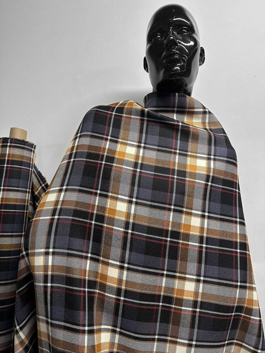 Japanese Wool Twill Plaid Robe Season - L'Etoffe Fabrics LLC